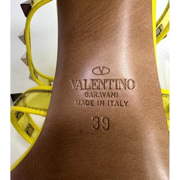 VALENTINO Garavani Yellow Platinum Rockstud Open Toe Plexi Heel Sandals … - Picture 6 of 11